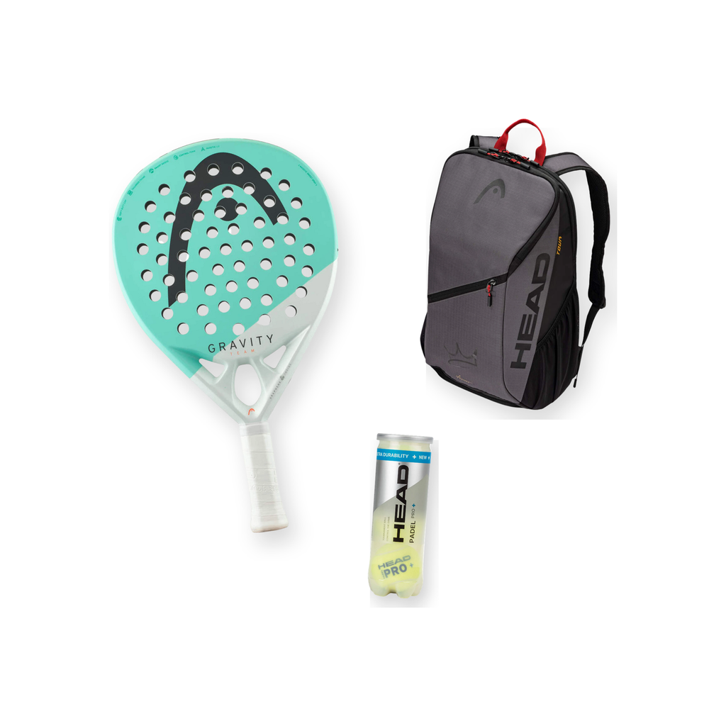 Head Padel Pack — Head Gravity Team racket, Head backpack and Head balls shown together