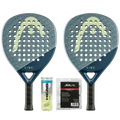 2-Player Padel Pack — two Head Vibe rackets, Head padel balls and Siux overgrips shown together