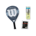 Intermediate Padel Pack — Wilson Optix racket, Head padel balls and Siux overgrips shown together