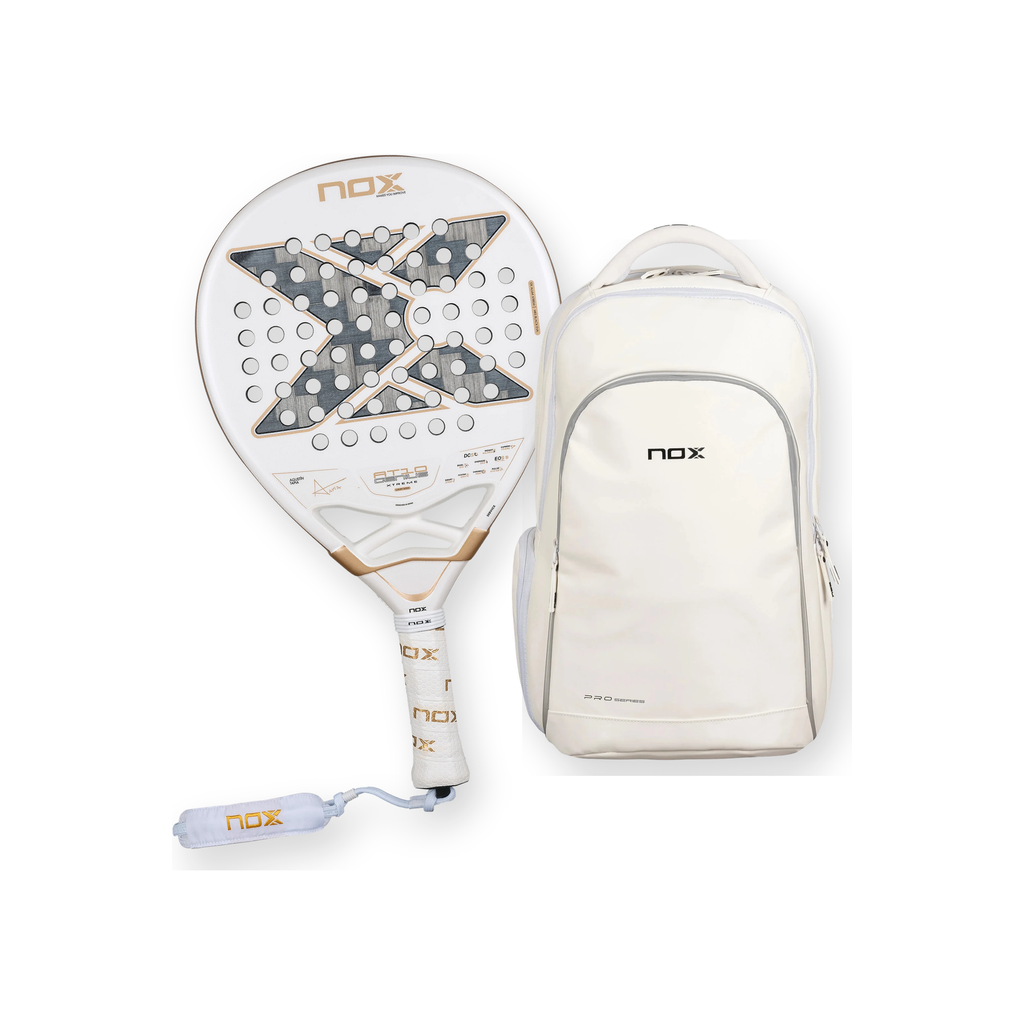 Nox Padel Pack — Nox AT10 Genius racket and Nox Pro Series backpack shown together