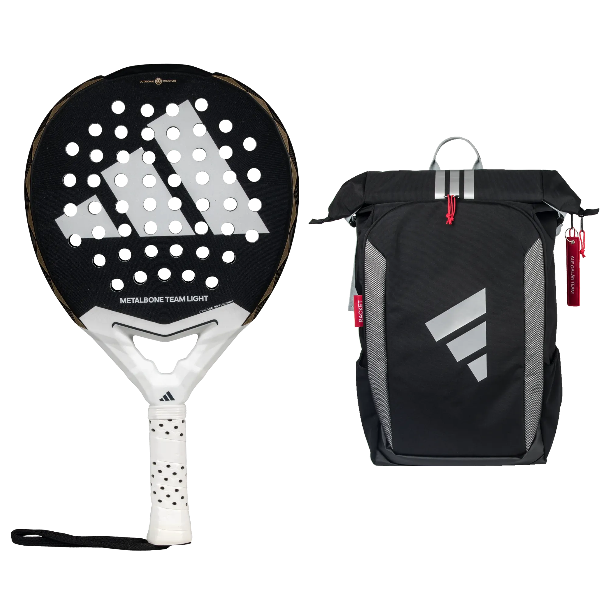 Adidas Padel Pack — Adidas Metalbone Team Light racket and Adidas backpack shown together
