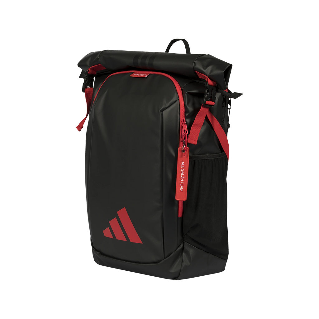 Adidas Backpack Multigame Ale Galan — Whole upright backpack in a front three-quarter view, showing the front panel and the side pocket on the image right.