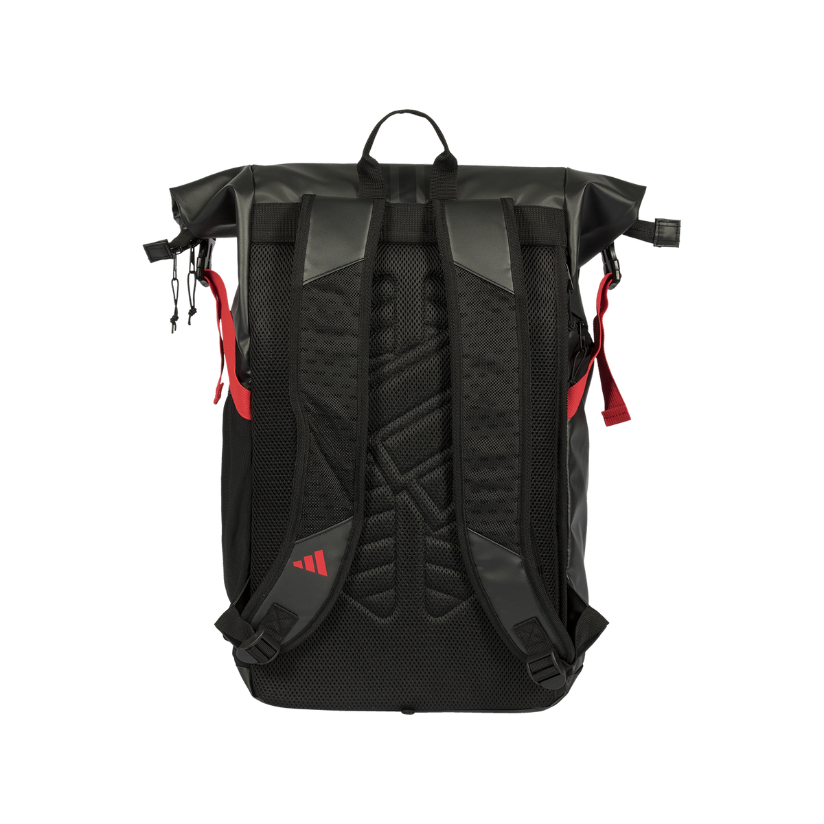 Adidas Backpack Multigame Ale Galan — Whole upright backpack viewed directly from the harness side, showing both shoulder straps and the padded back panel.