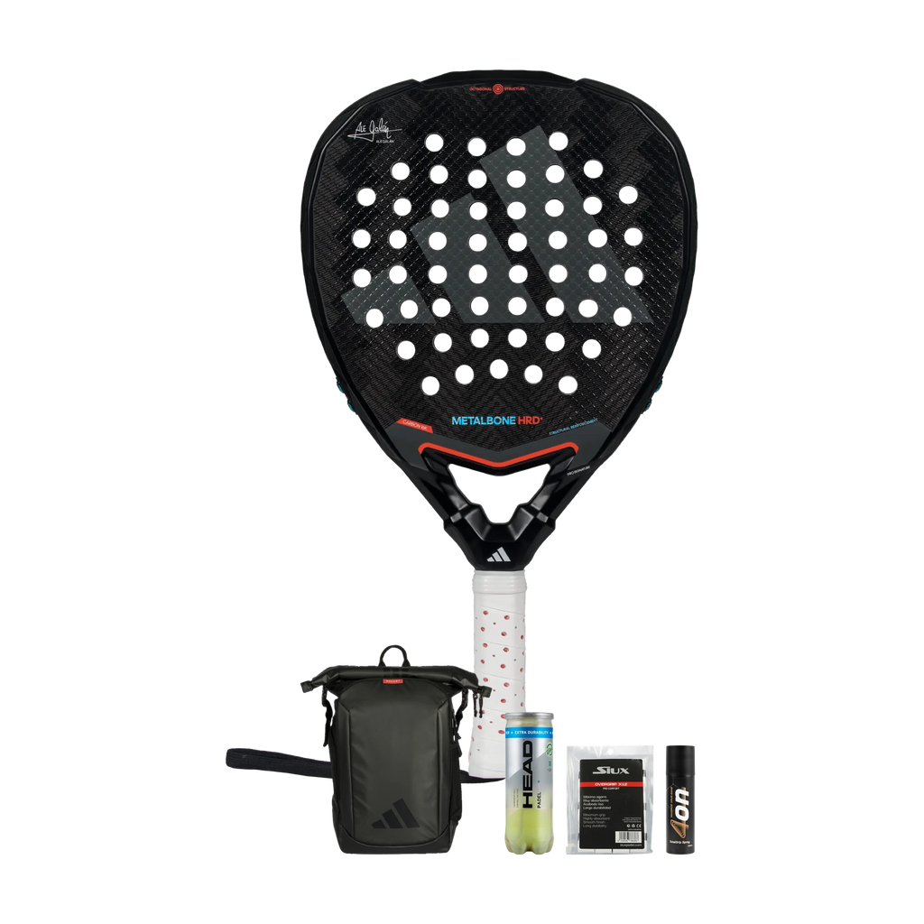 Alejandro Galán Signature Pack — Adidas Metalbone HRD+ racket, Adidas bag, 4on TotalGrip spray, Head balls and Siux overgrips