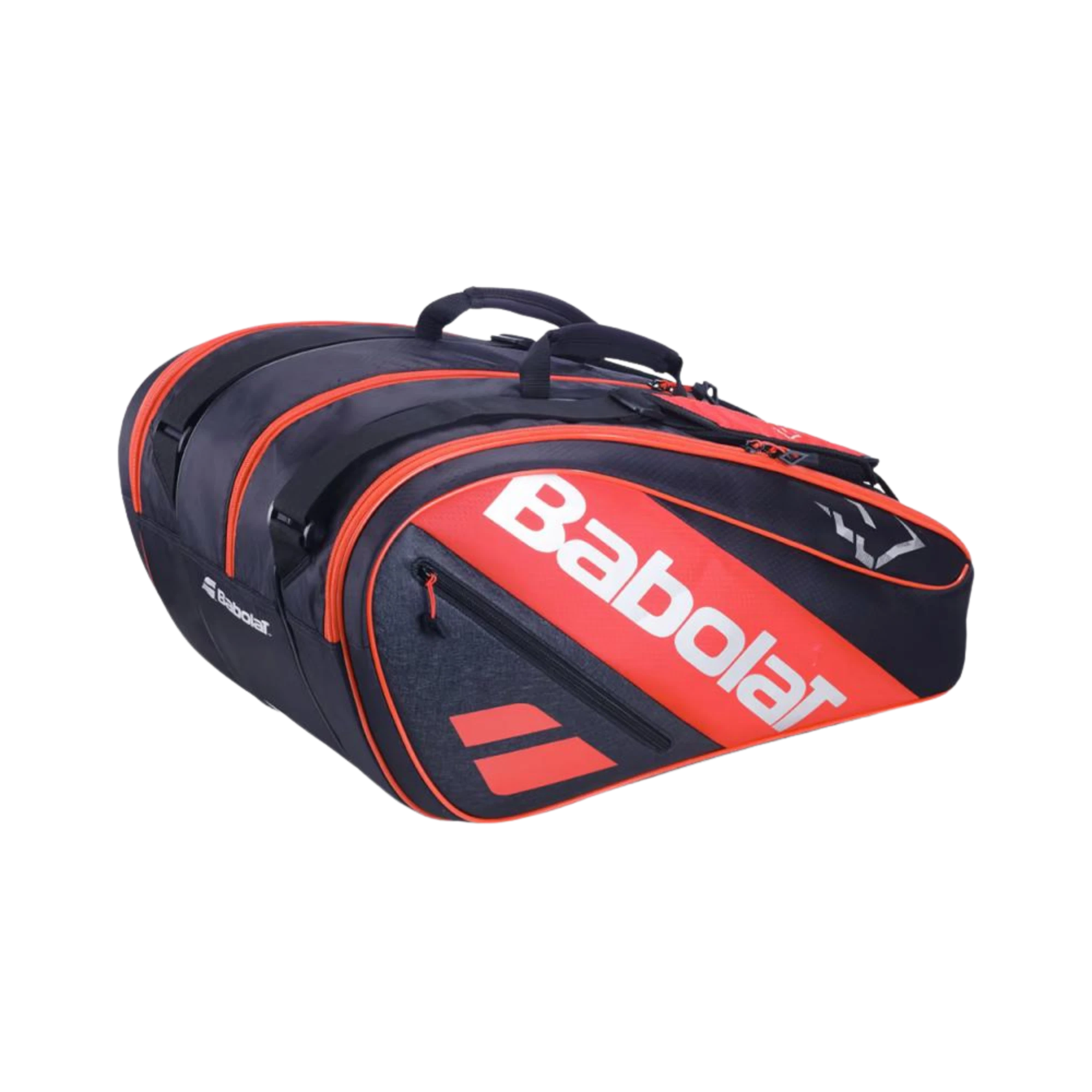 Black and red Babolat juan lebron padel bag on a white background