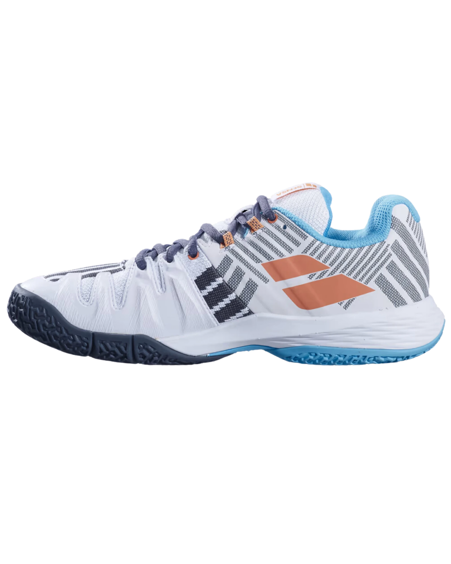 The Babolat Sensa White/Canyon Sunset Women Padel Shoes