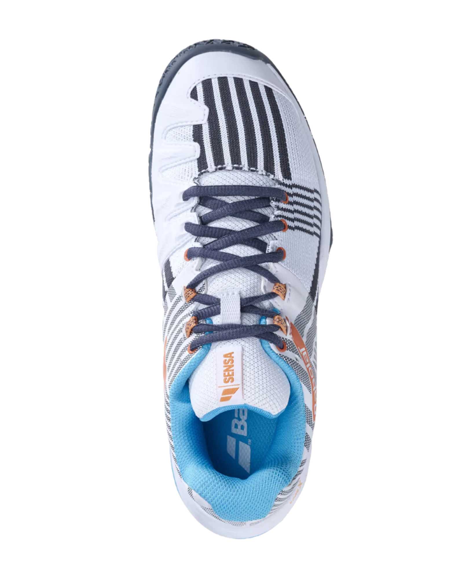 The Babolat Sensa White/Canyon Sunset Women Padel Shoes