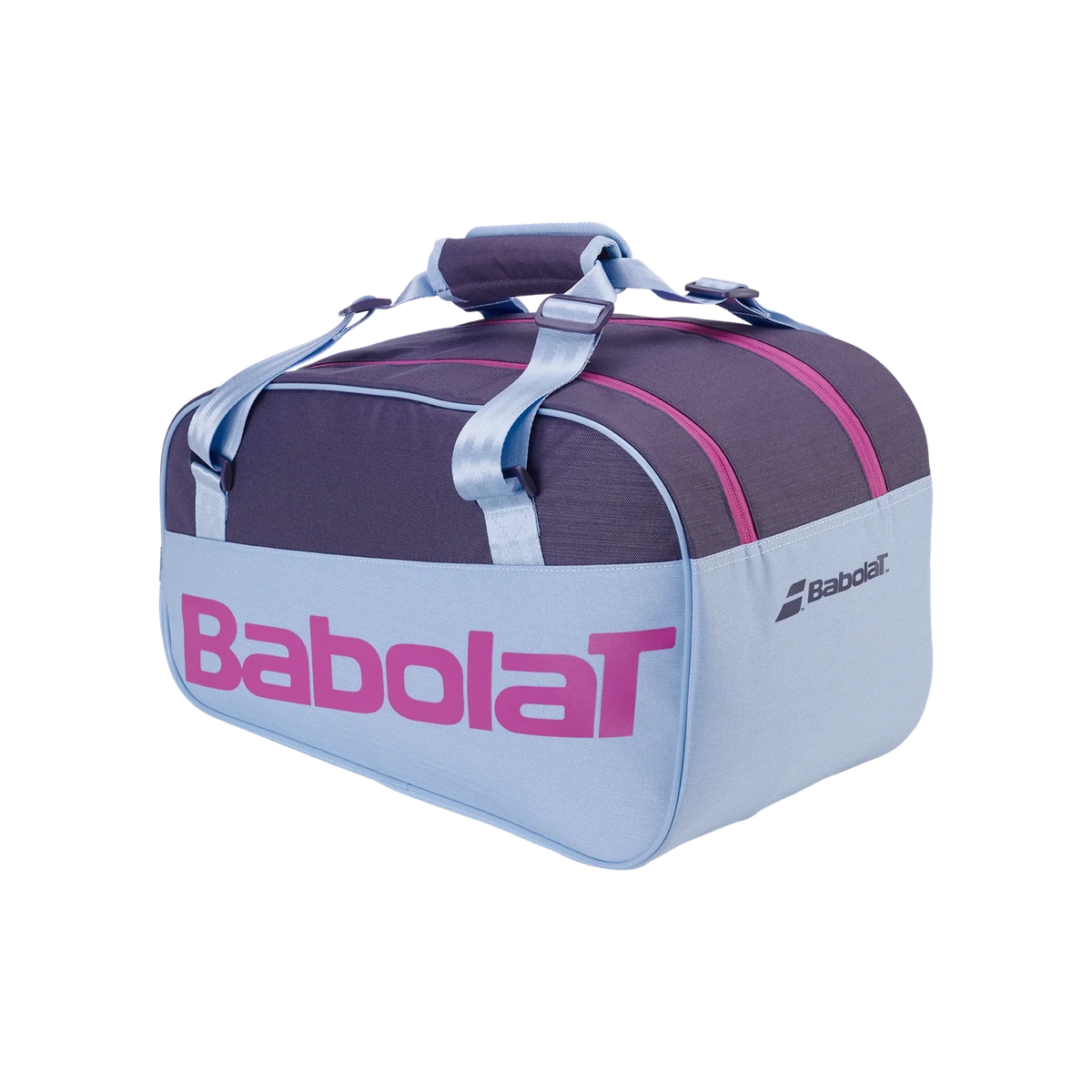 Babolat Court S Juan Lebron Dark Purple / Sky Blue padel bag, three-quarter left view
