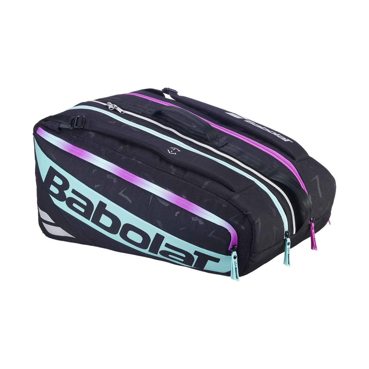 Babolat RH Pro Juan Lebron Black / Purple / Light Green padel bag, three quarter right view