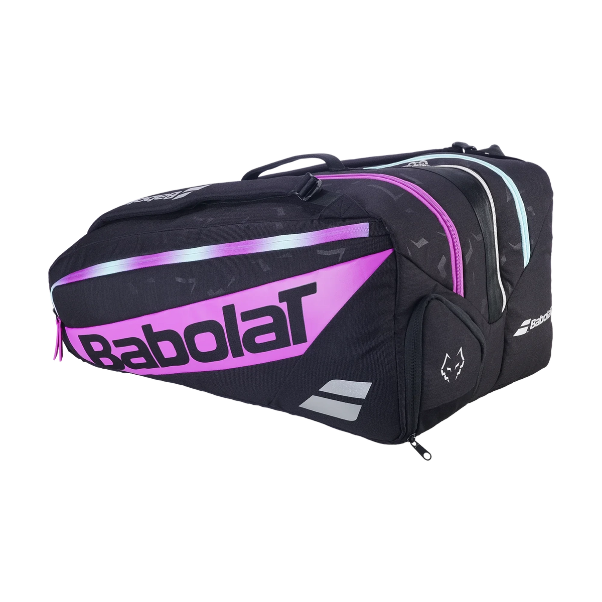 Babolat RH Pro Juan Lebron Black / Purple / Light Green padel bag, three quarter left view
