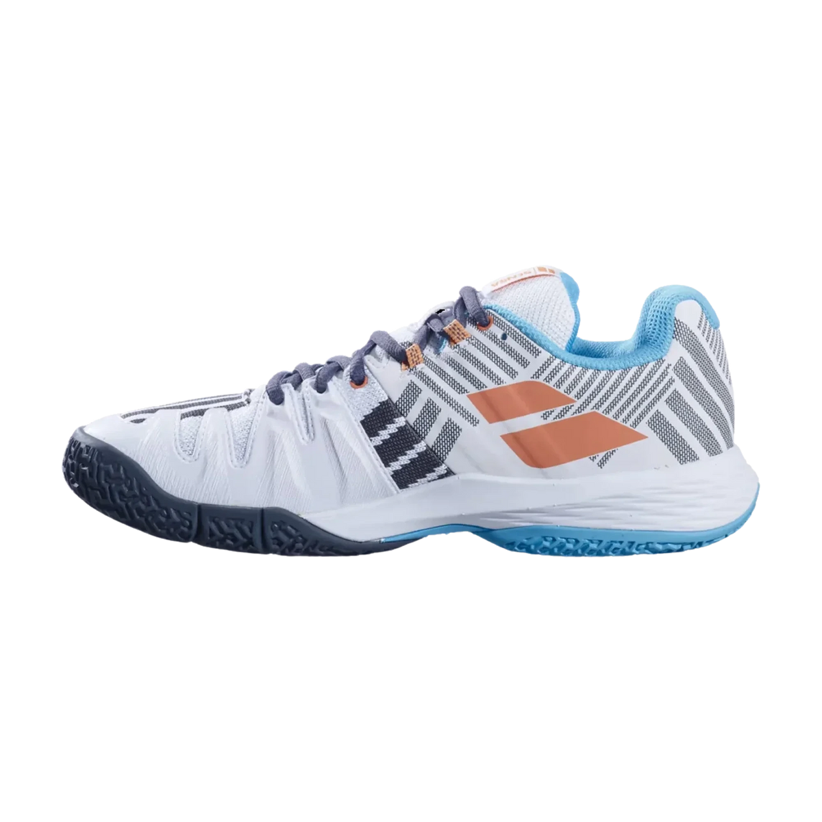 Babolat Sensa women's padel shoes, white and canyon sunset