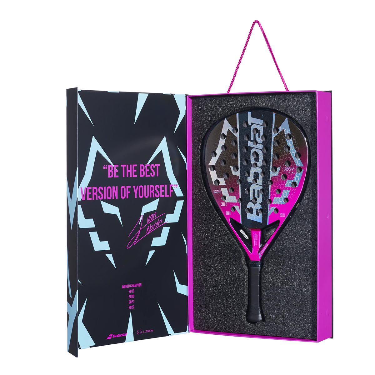 Babolat Viper Juan Lebron 3.1 padel racket inside its open presentation box