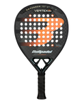 Bullpadel Vertex 04 Hybrid 2025 paddle tennis racket with black and orange design elements.