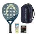 Complete Padel Pack — Head Vibe racket, Babolat backpack, Head padel balls and Siux overgrips shown together