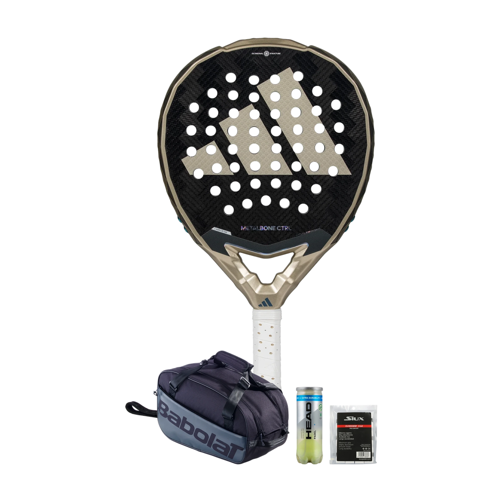 Control Padel Pack — Adidas Metalbone Ctrl 3.4 racket, Babolat COURT S bag, Head balls and Siux overgrips