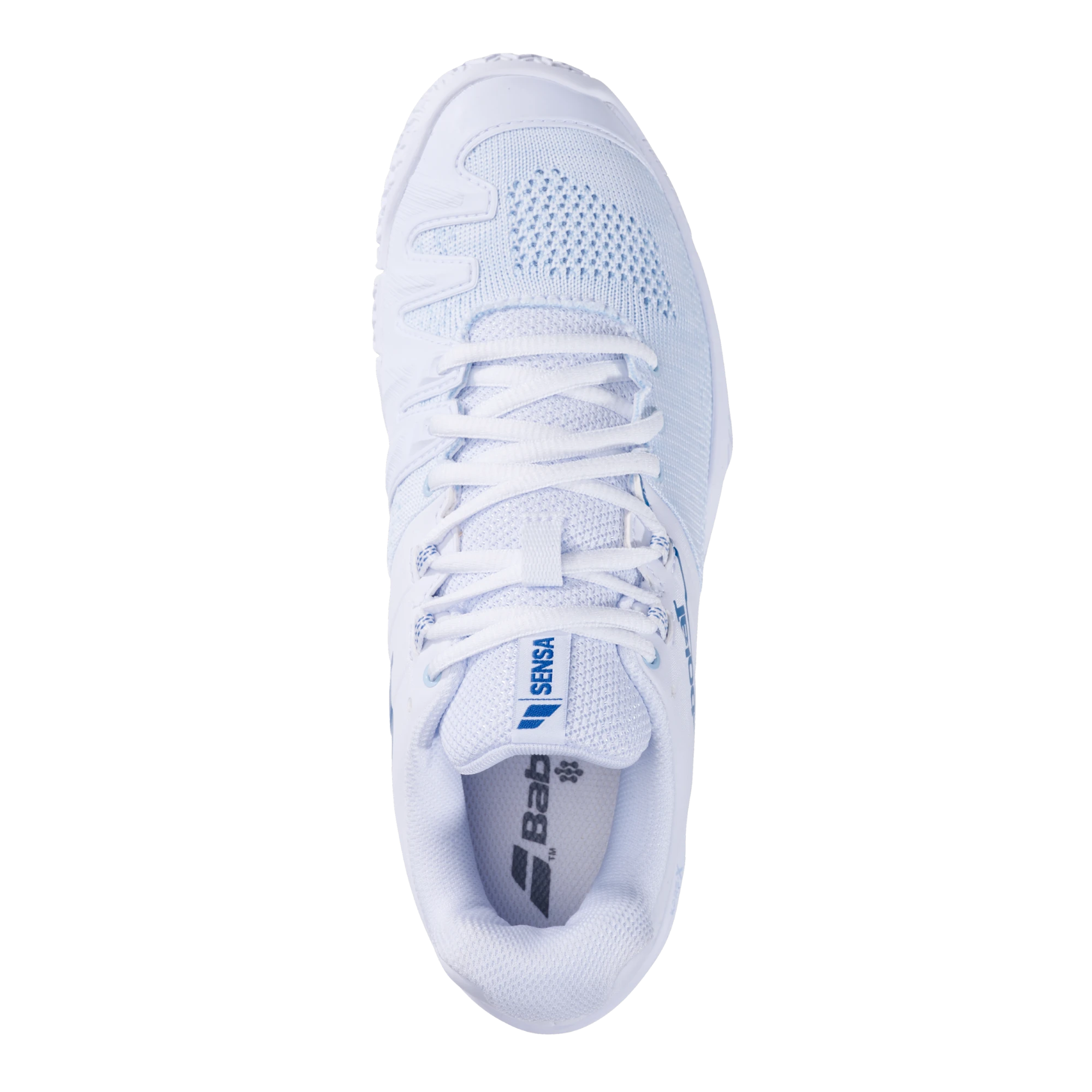 Zapatillas de pádel Babolat Sensa blancas/azules para mujer