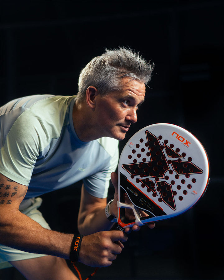 Miguel Lamperti with his Nox ML10 racket