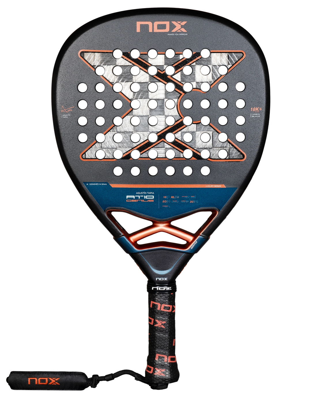 Nox AT10 Luxury GENIUS ATTACK 18K Alum diamond padel racket by Agustin Tapia