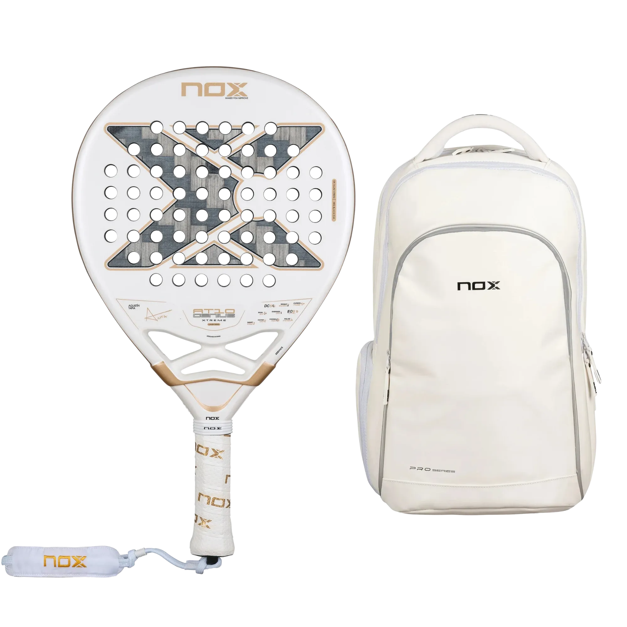 Nox Padel Pack — Nox AT10 Genius racket and Nox Pro Series backpack shown together