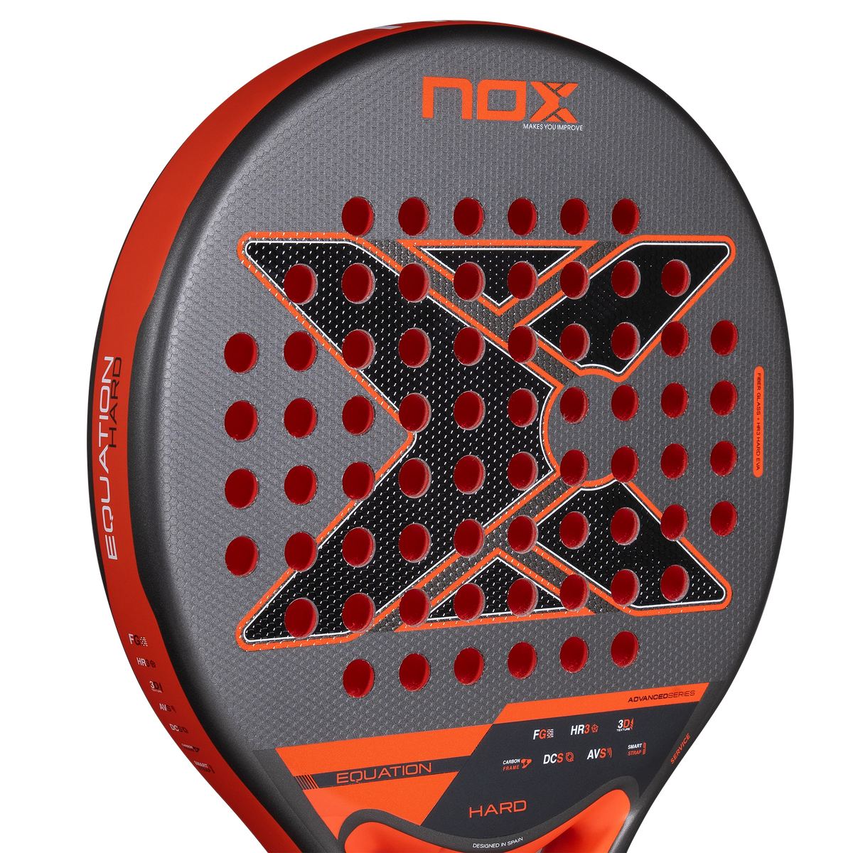 Nox Equation Hard Advanced 2027 padel racket, upper face detail