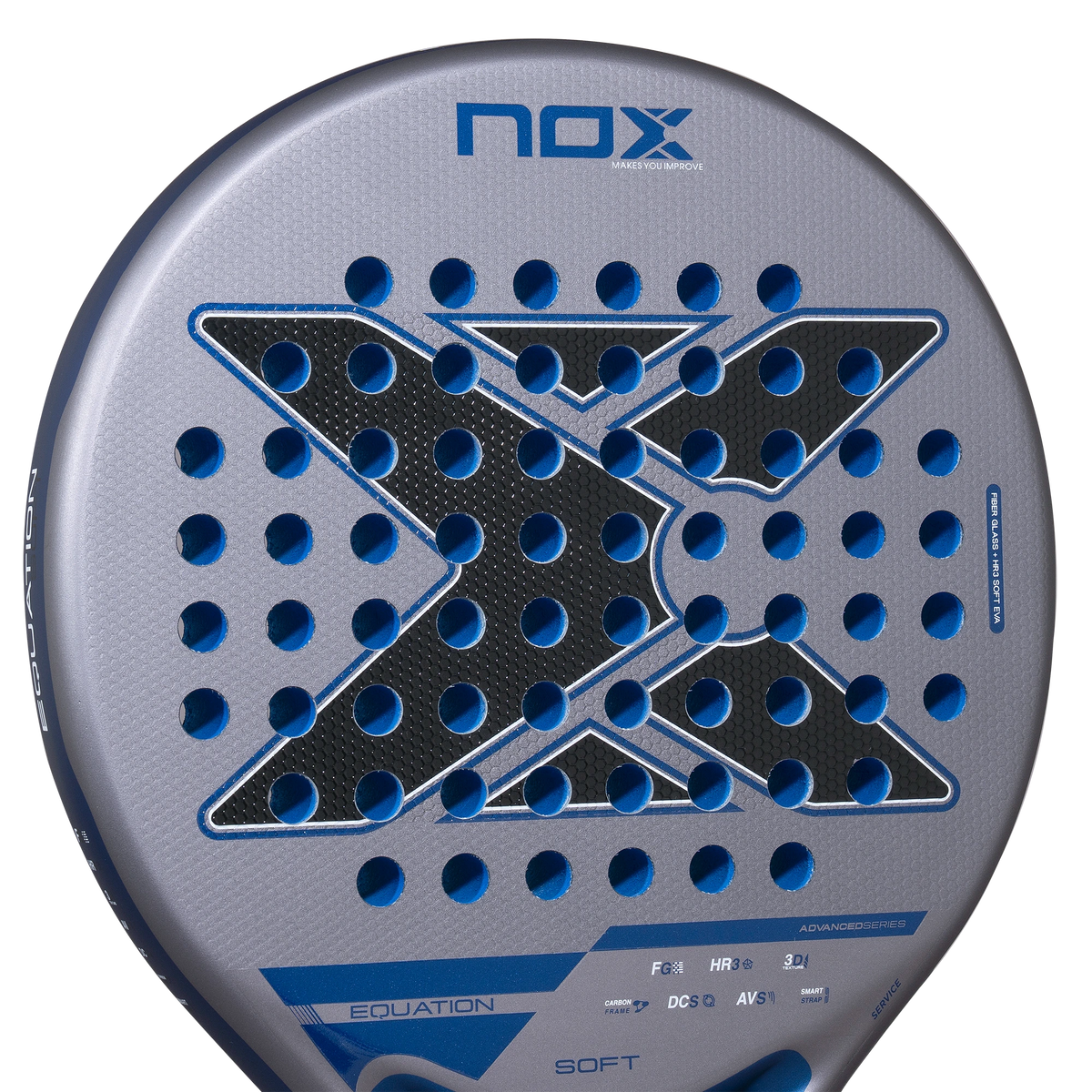 Nox Equation Soft Advanced 2027 padel racket, upper face detail