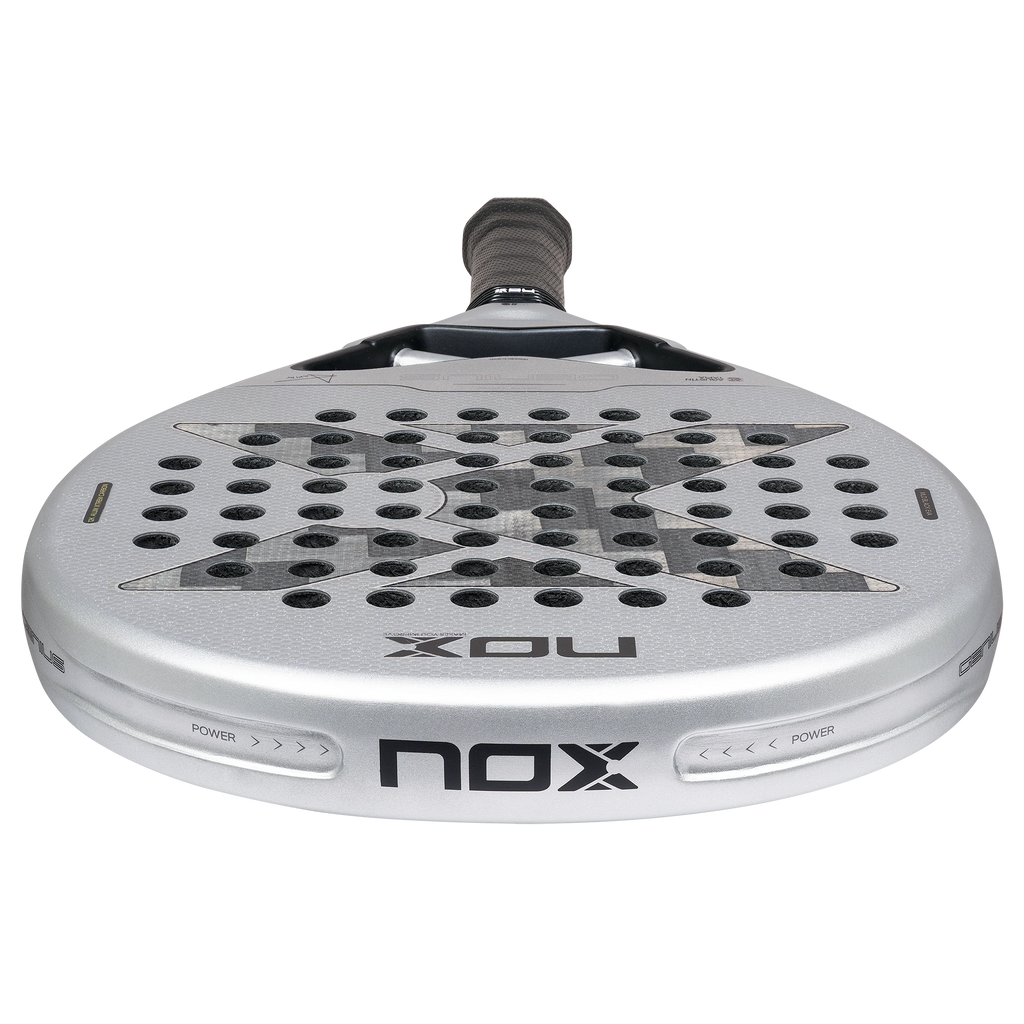 Nox Genius 12K Alum XTREM 2027 by Agustín Tapia padel racket, top rim view