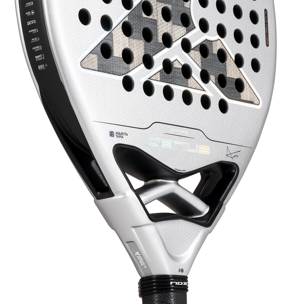 Nox Genius 12K Alum XTREM 2027 by Agustín Tapia padel racket, lower face detail