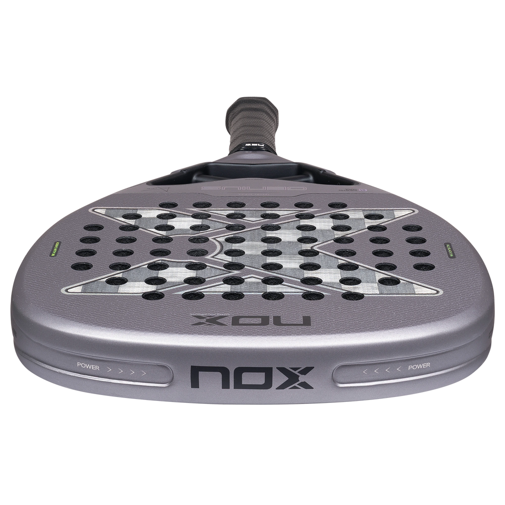 Nox Genius Attack 18K Alum 2027 by Agustín Tapia padel racket, top rim view