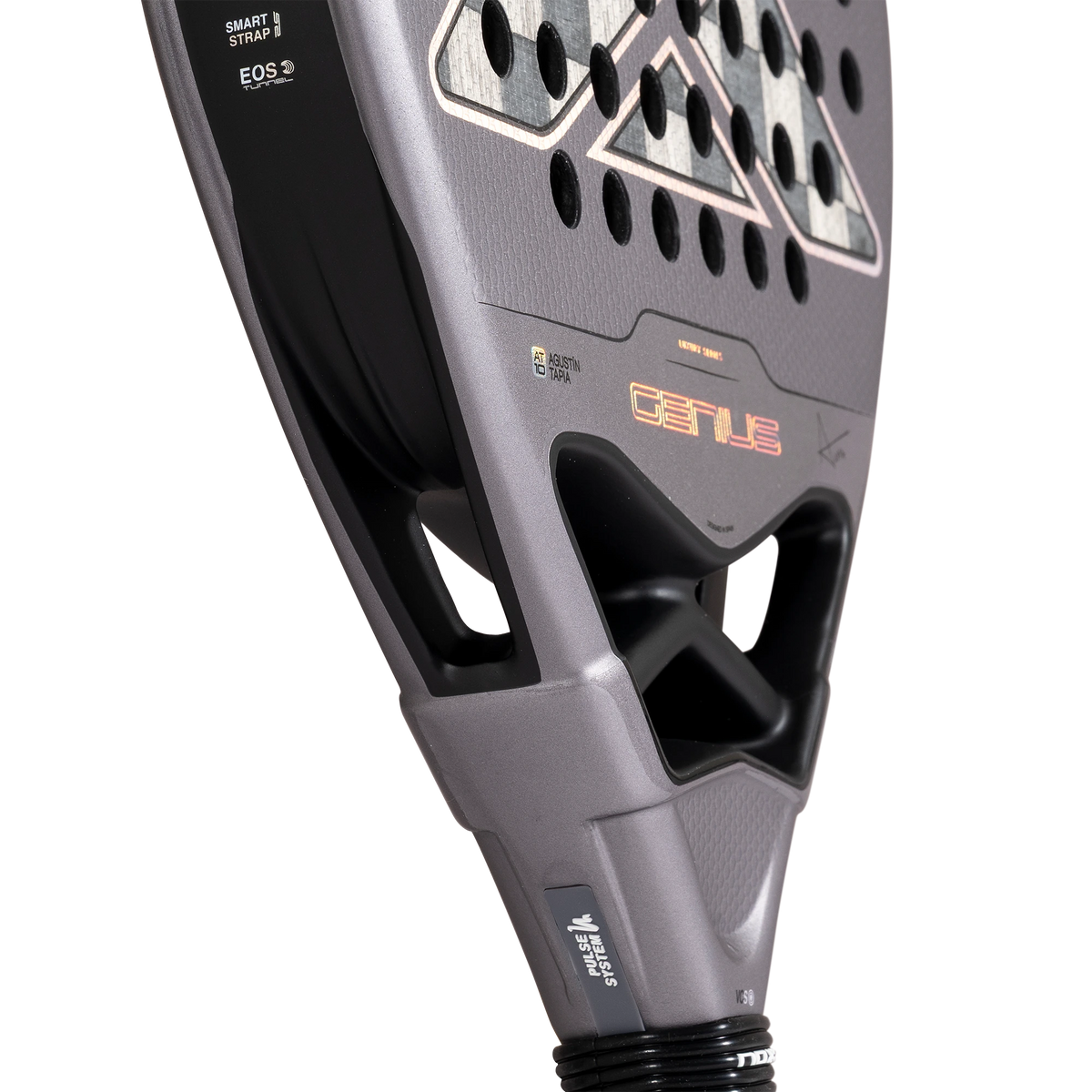 Nox Genius Attack 18K Alum 2027 by Agustín Tapia padel racket, throat detail