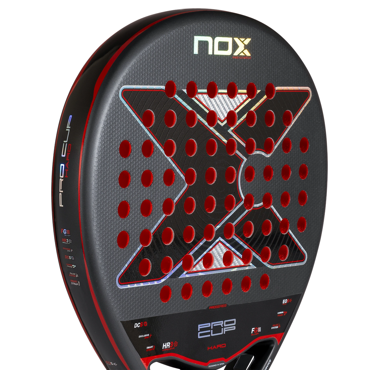 Nox Pro Cup Hard 2027 by Agustín Tapia padel racket, upper face detail