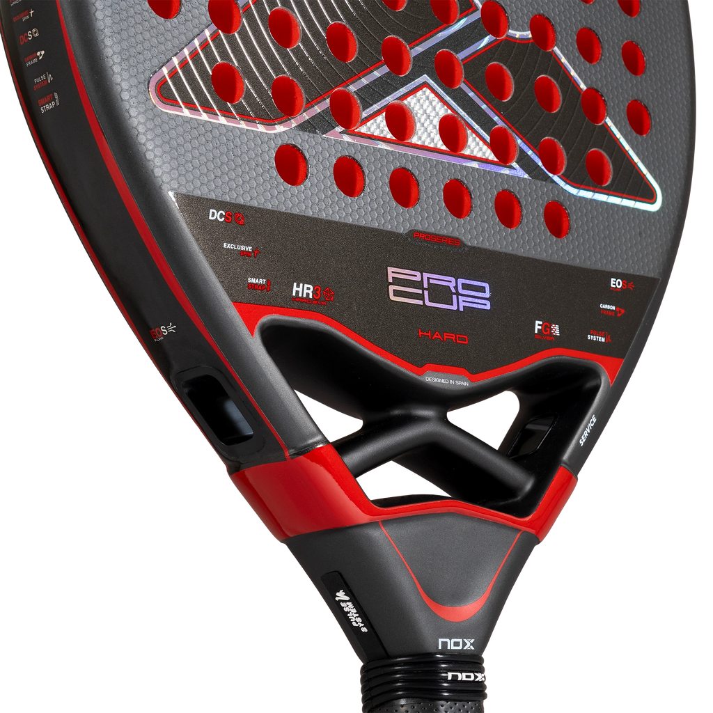 Nox Pro Cup Hard 2027 by Agustín Tapia padel racket, lower face and throat detail