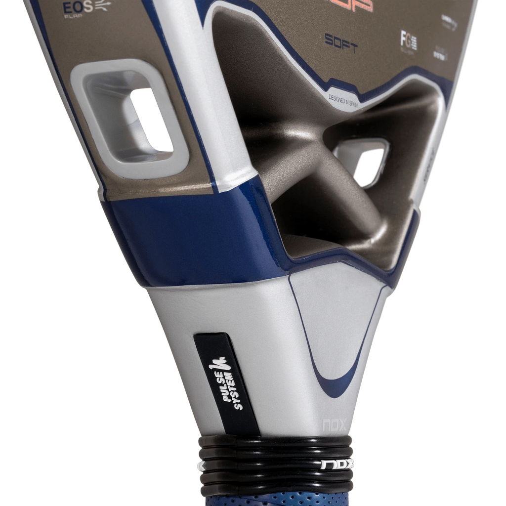 Nox Pro Cup Soft 2027 by Agustín Tapia padel racket, bridge and grip junction detail