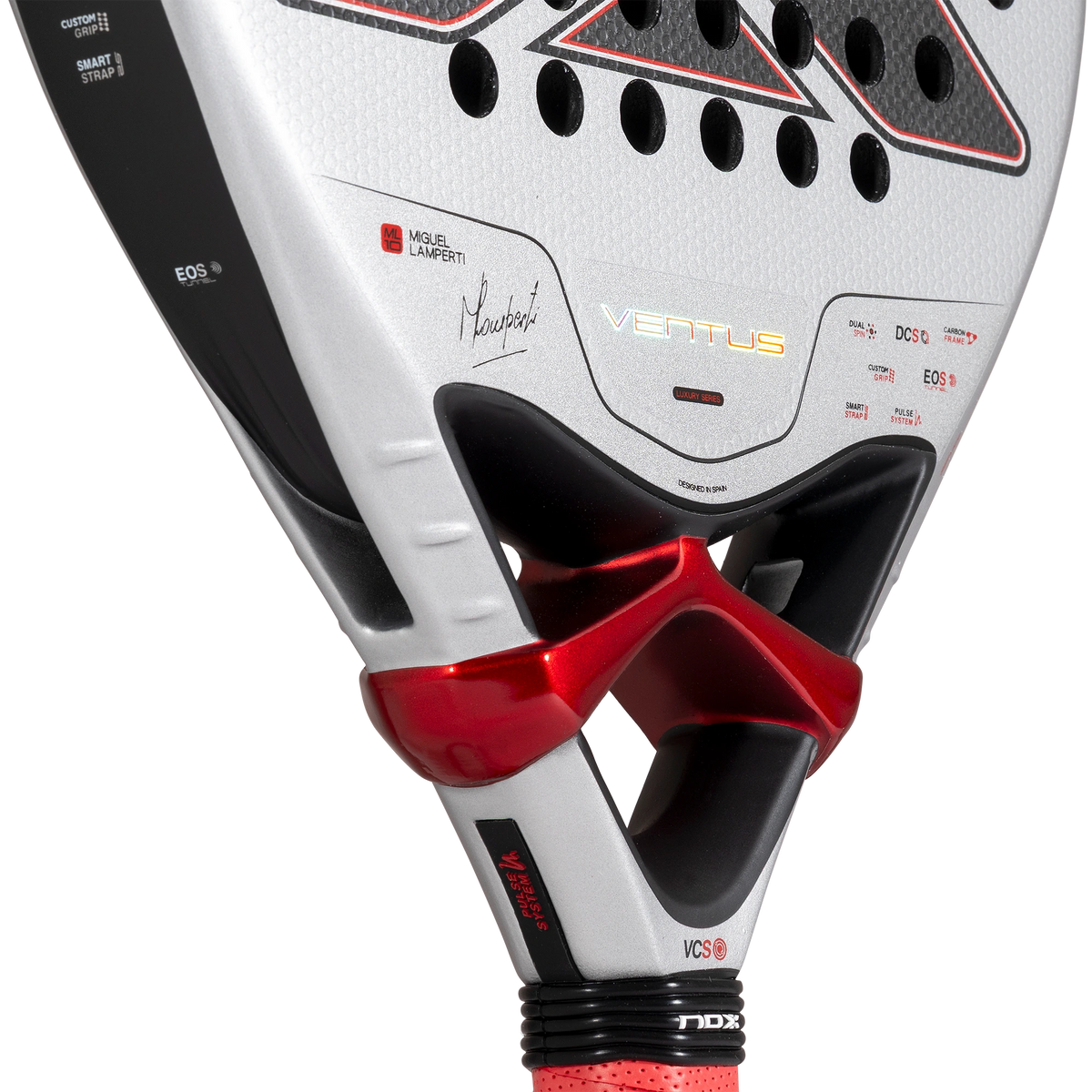 Nox Ventus Control 3K 2027 by Miguel Lamperti padel racket, lower face and throat detail