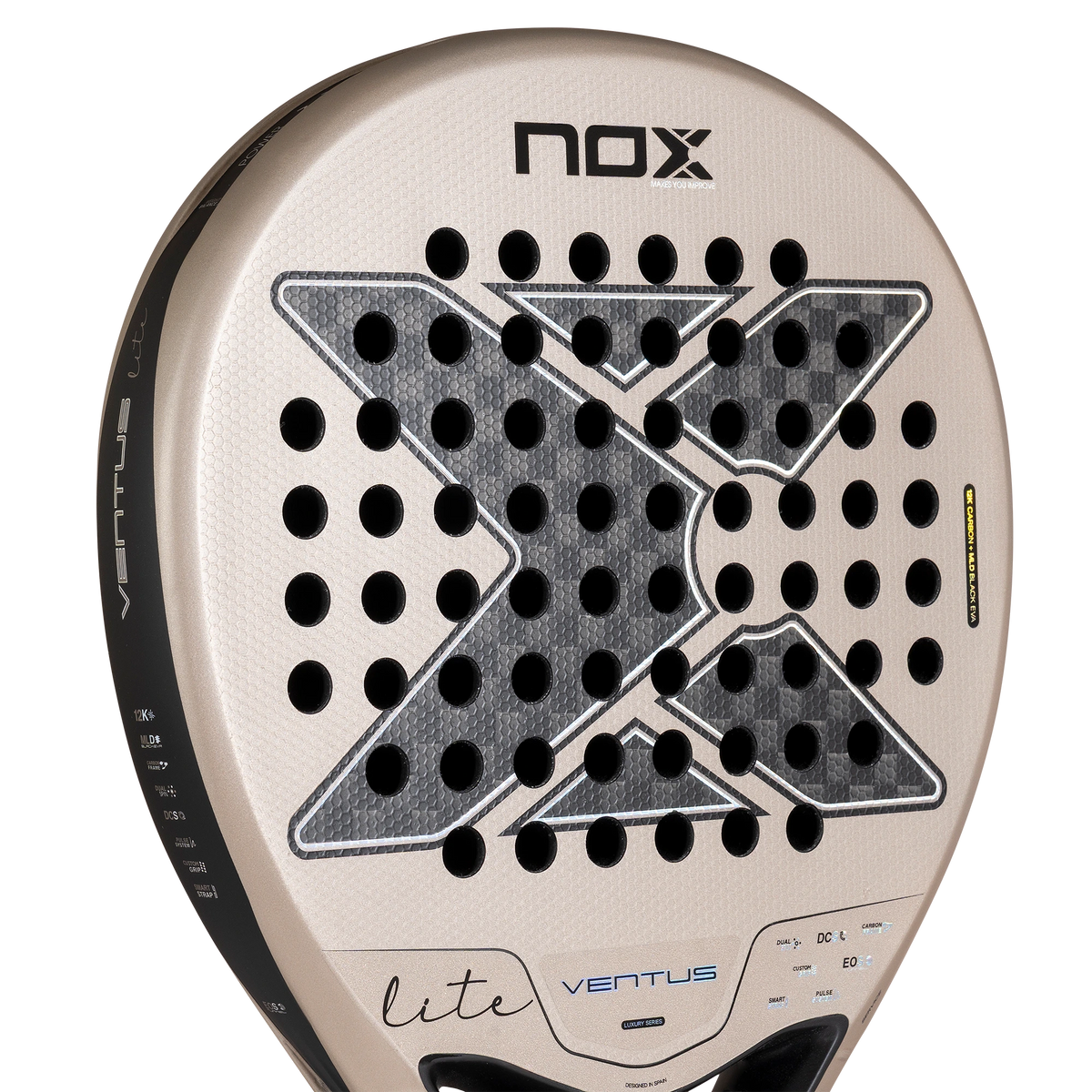 Nox Ventus Hybrid 12K Lite 2027 padel racket, upper face detail