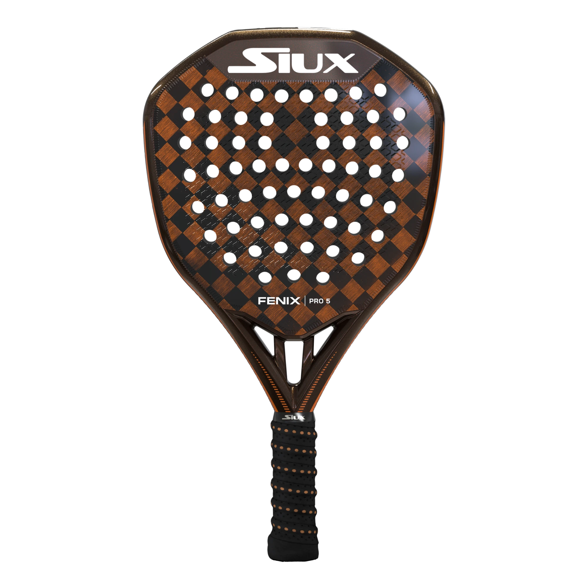 Siux Fenix Pro S padel racket with checkered pattern on a white background