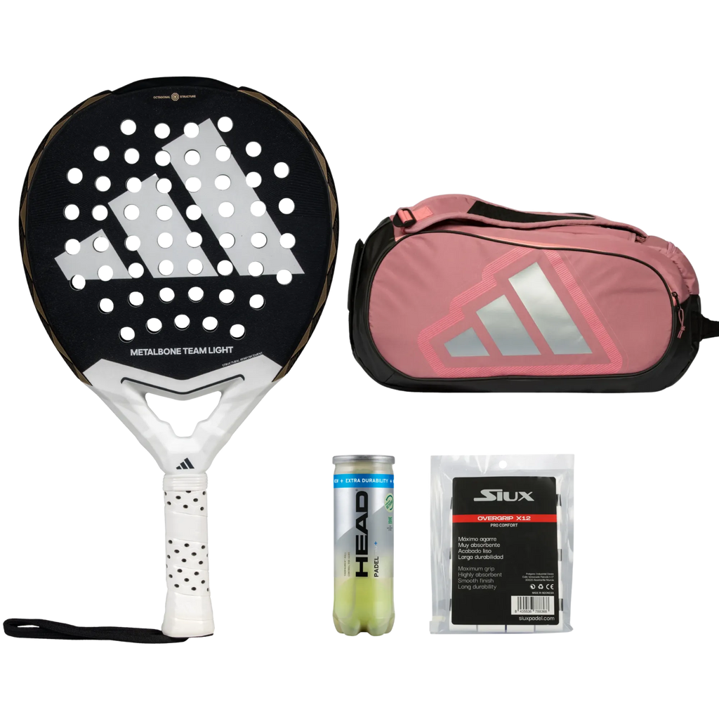 Women's Padel Pack — Adidas Metalbone Team Light racket, Adidas Pro Tour Martita Ortega bag, Head balls and Siux overgrips