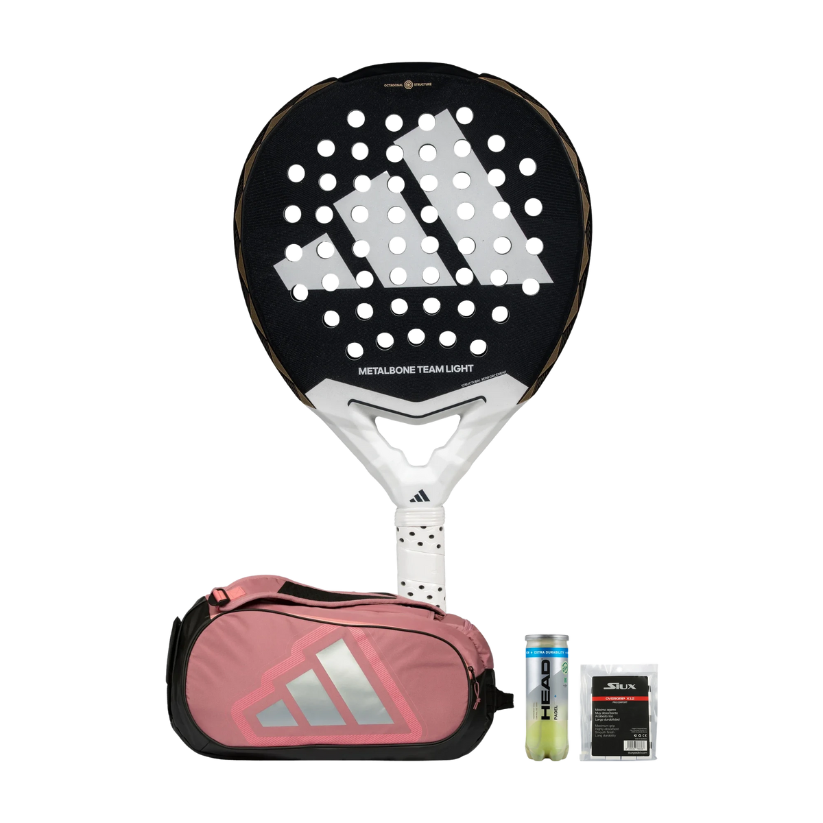 Women's Padel Pack — Adidas Metalbone Team Light racket, Adidas Pro Tour Martita Ortega bag, Head balls and Siux overgrips