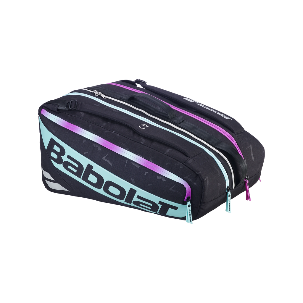 Babolat RH Pro Juan Lebron Black / Purple / Light Green padel bag, three quarter right view