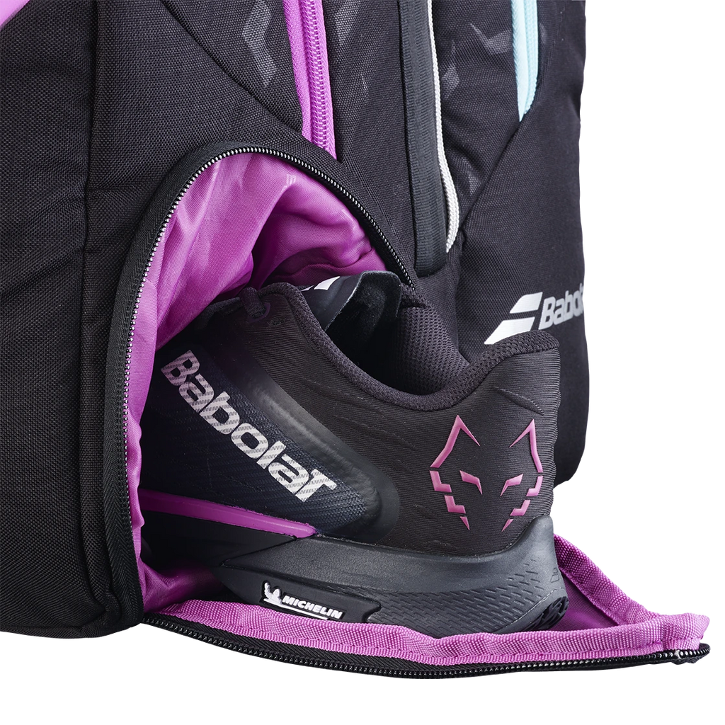 Babolat RH Pro Juan Lebron Black / Purple / Light Green padel bag, shoe pocket view