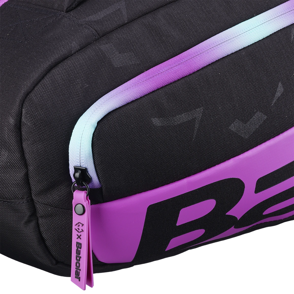 Babolat RH Pro Juan Lebron padel bag, side pocket zipper and gradient trim close-up