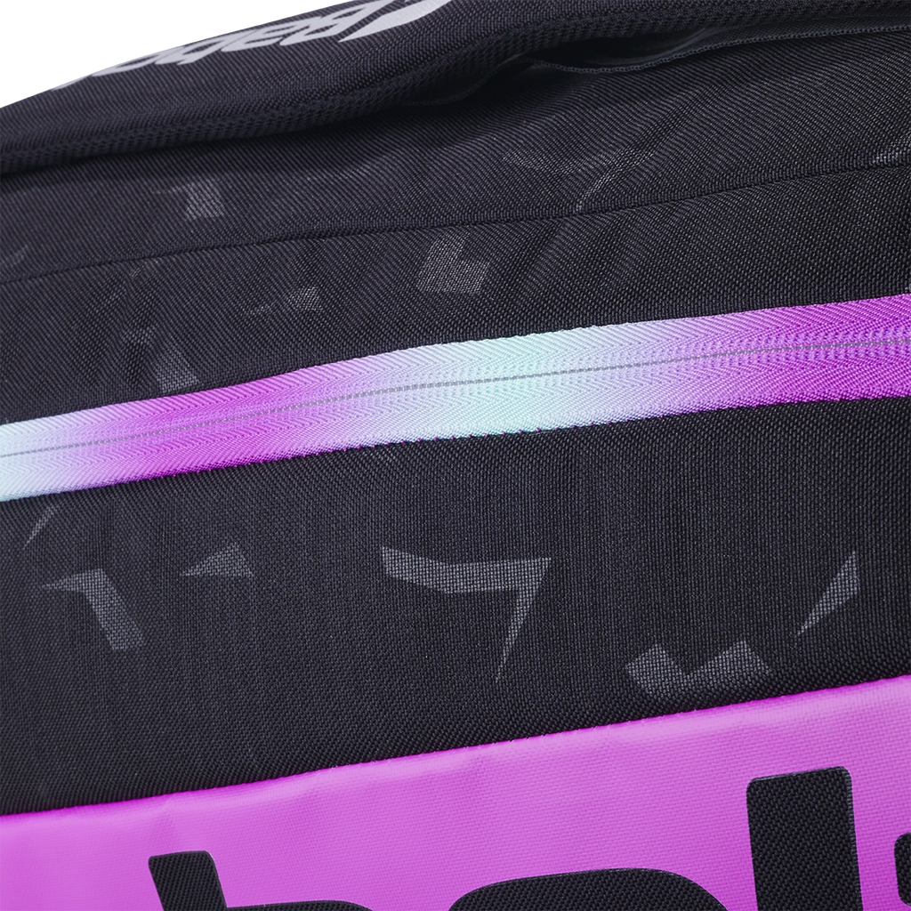 Babolat RH Pro Juan Lebron padel bag, El Lobo pattern and gradient trim close-up