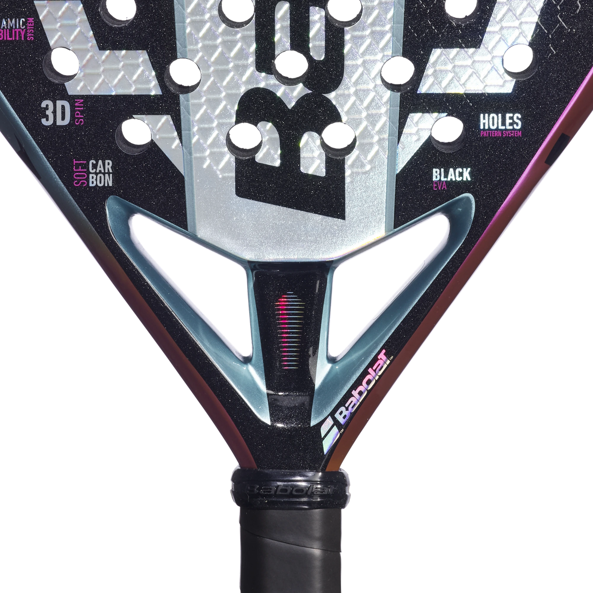 Babolat Viper Soft Juan Lebron 3.1 padel racket throat detail view