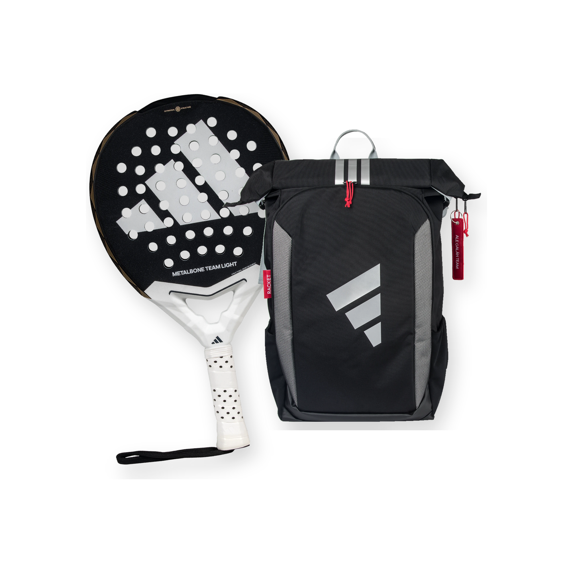 Adidas Padel Pack — Adidas Metalbone Team Light racket and Adidas backpack shown together