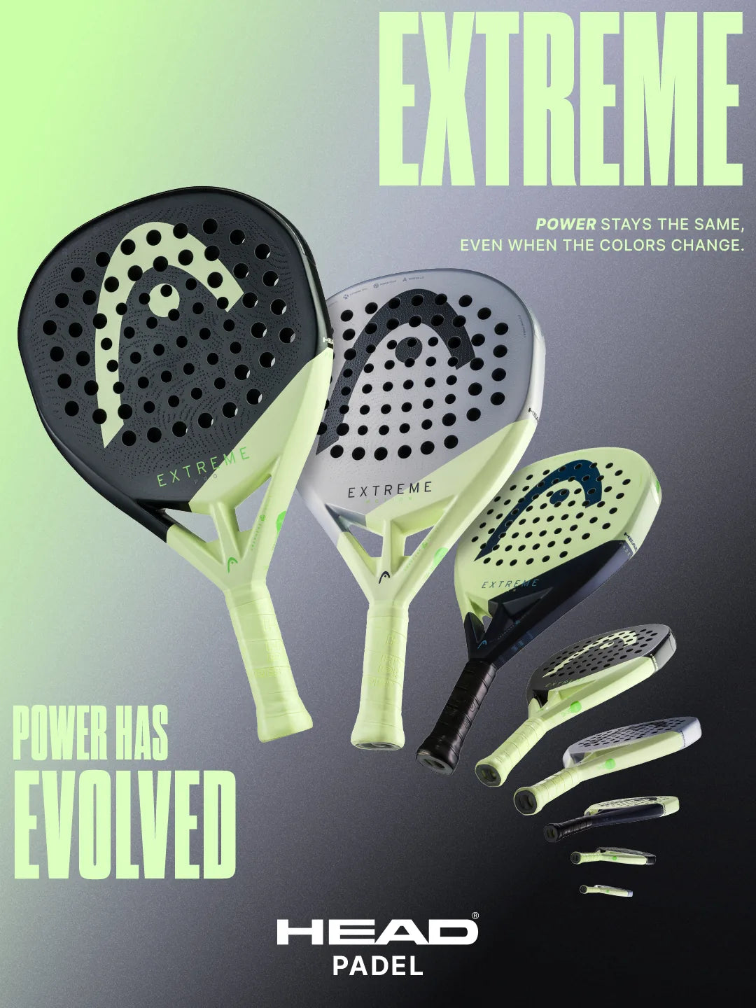 HEAD Extreme padel rackets. Power has evolved.