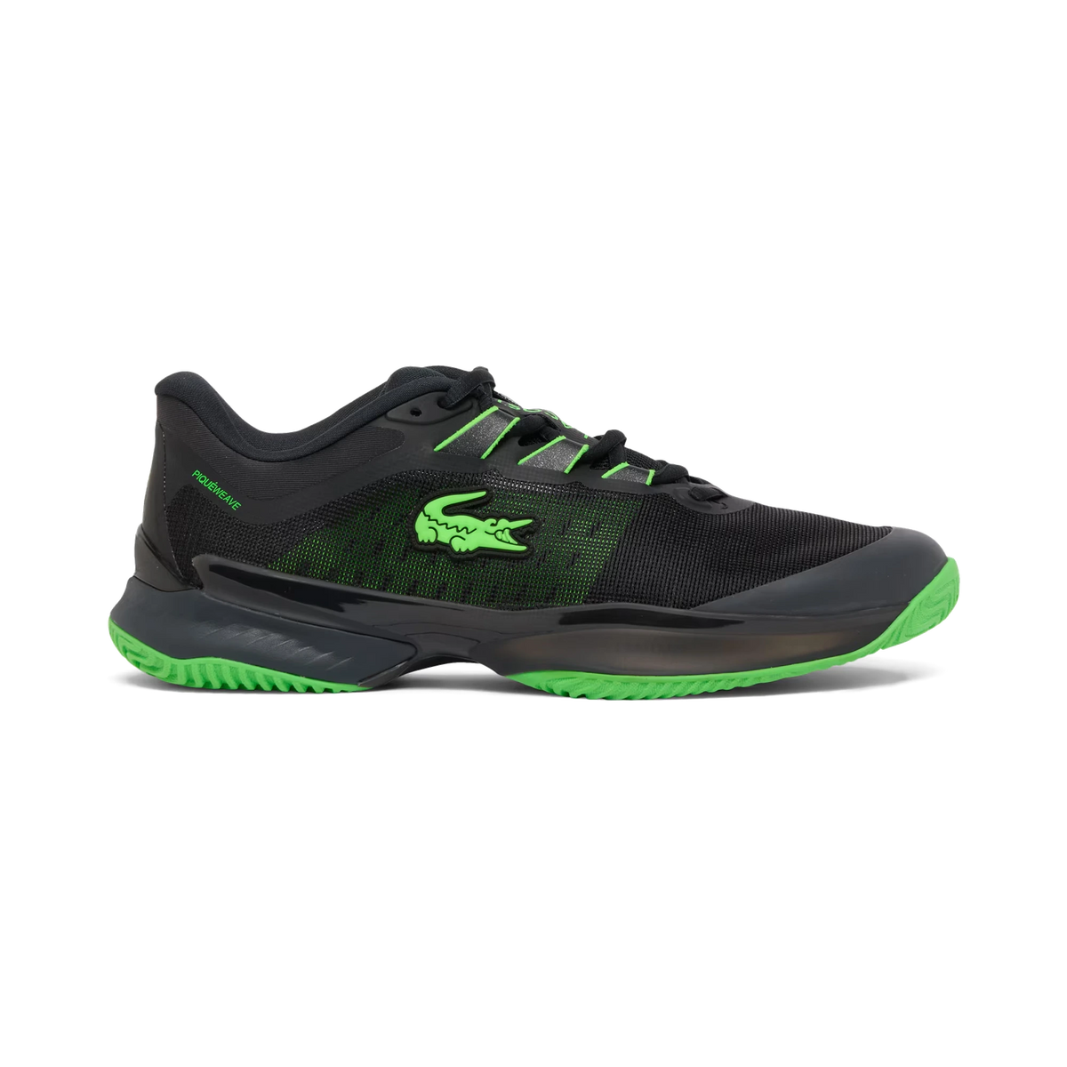 Lacoste AG-LT Ultra black and green men's padel shoes, lateral side view