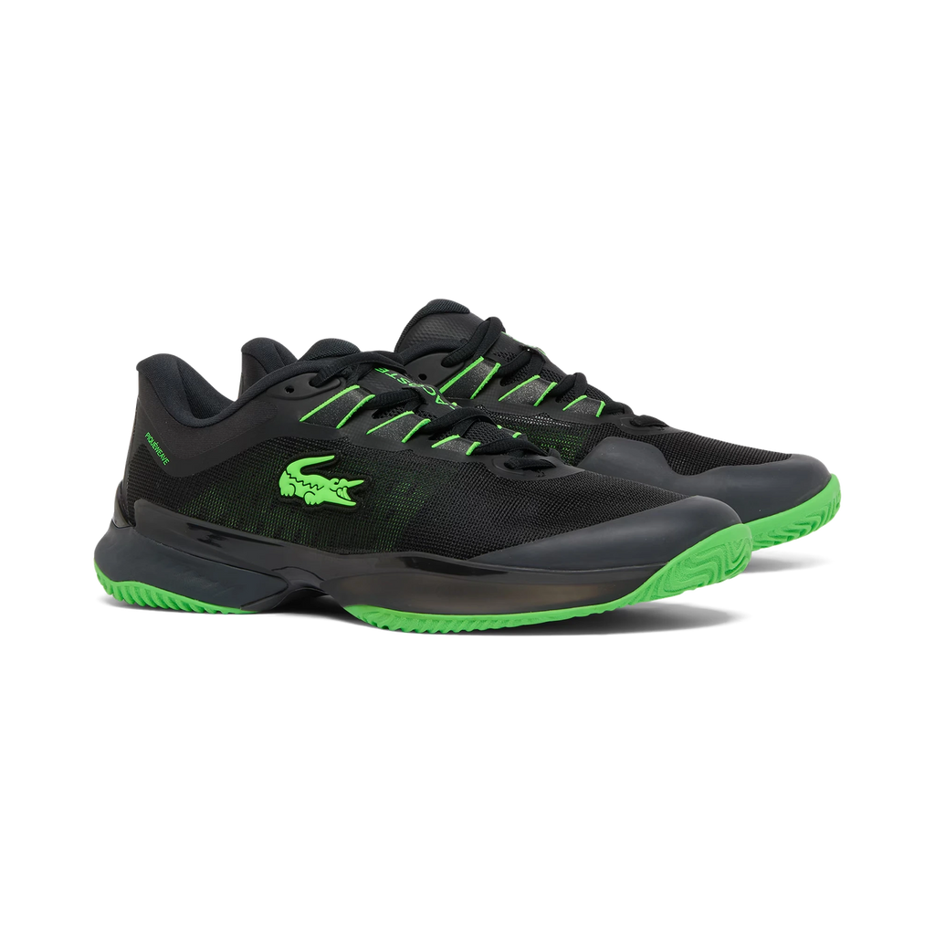 Lacoste AG-LT Ultra black and green men's padel shoes, three-quarter view
