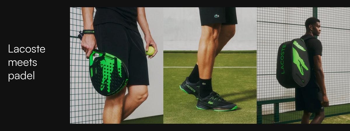 Lacoste padel collection in black and green. Lacoste meets padel.