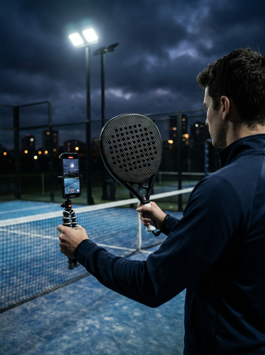 Content creator filming a padel racket review, Creator partner track