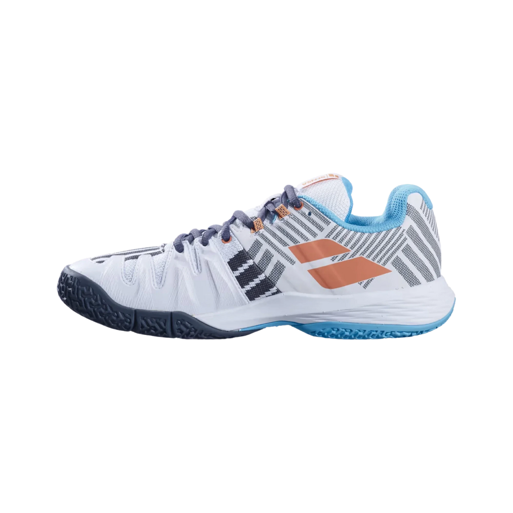 Babolat Sensa women's padel shoes, white and canyon sunset