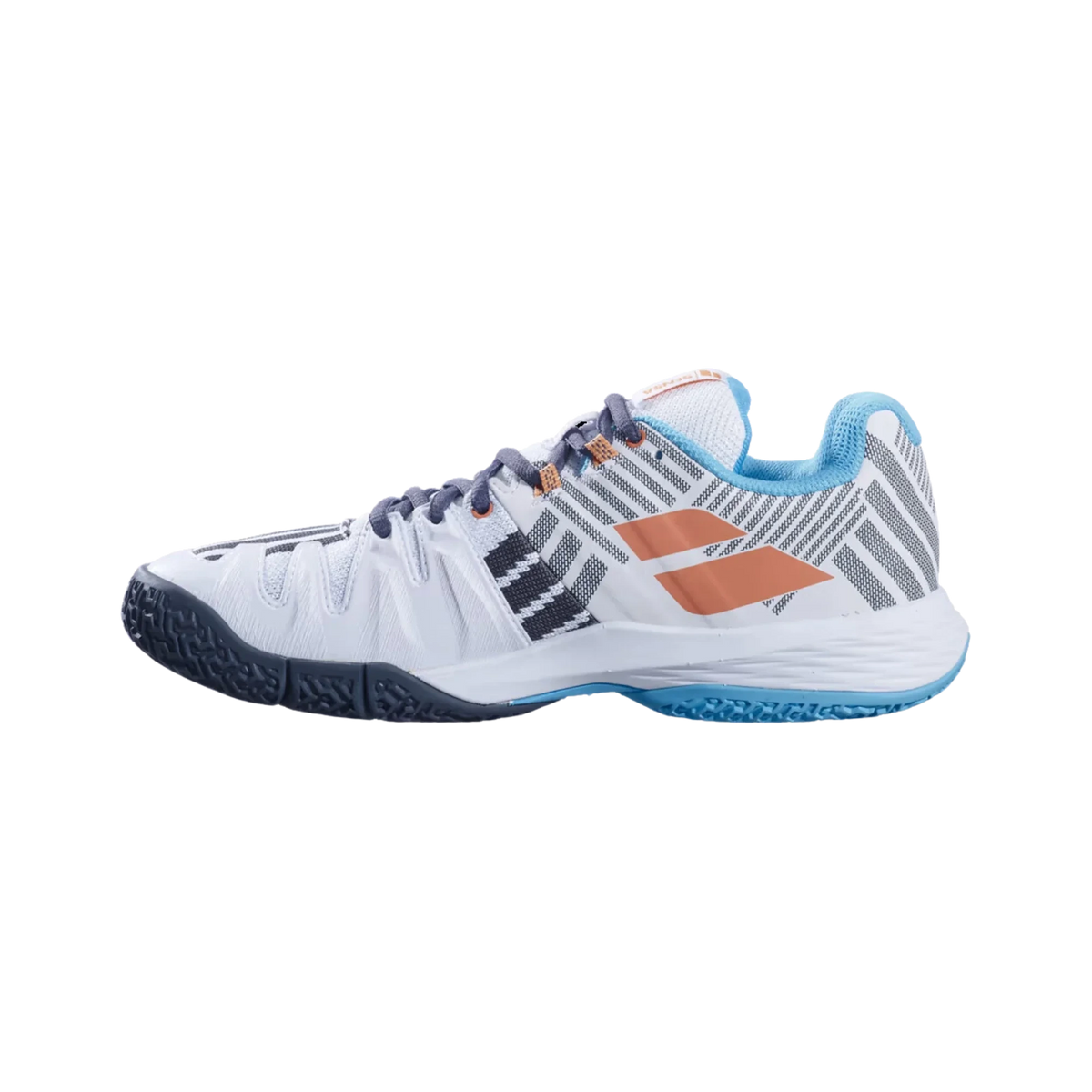 Babolat Sensa women's padel shoes, white and canyon sunset